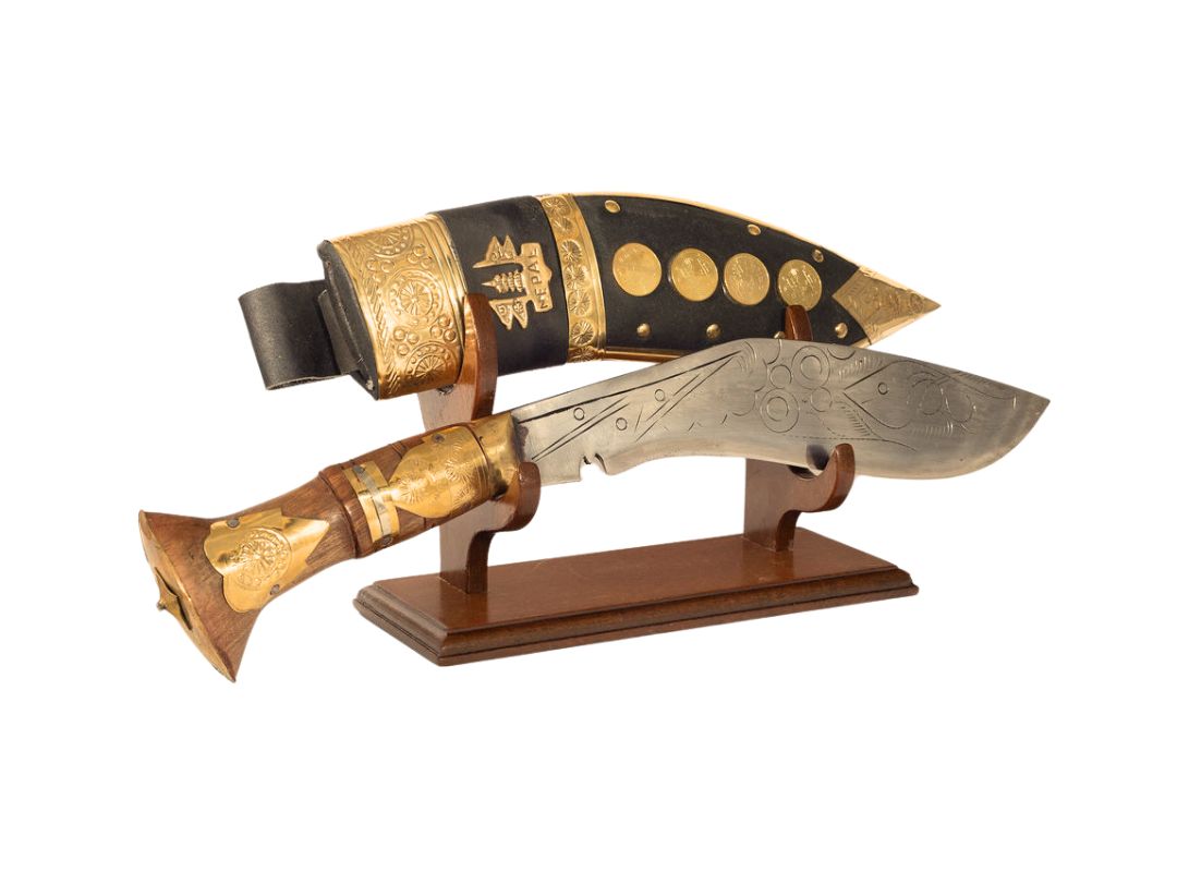 Cuchillo Kukuri Nepali decorativo- Funda metal y cuero 39*8*4 vivirnepal.com